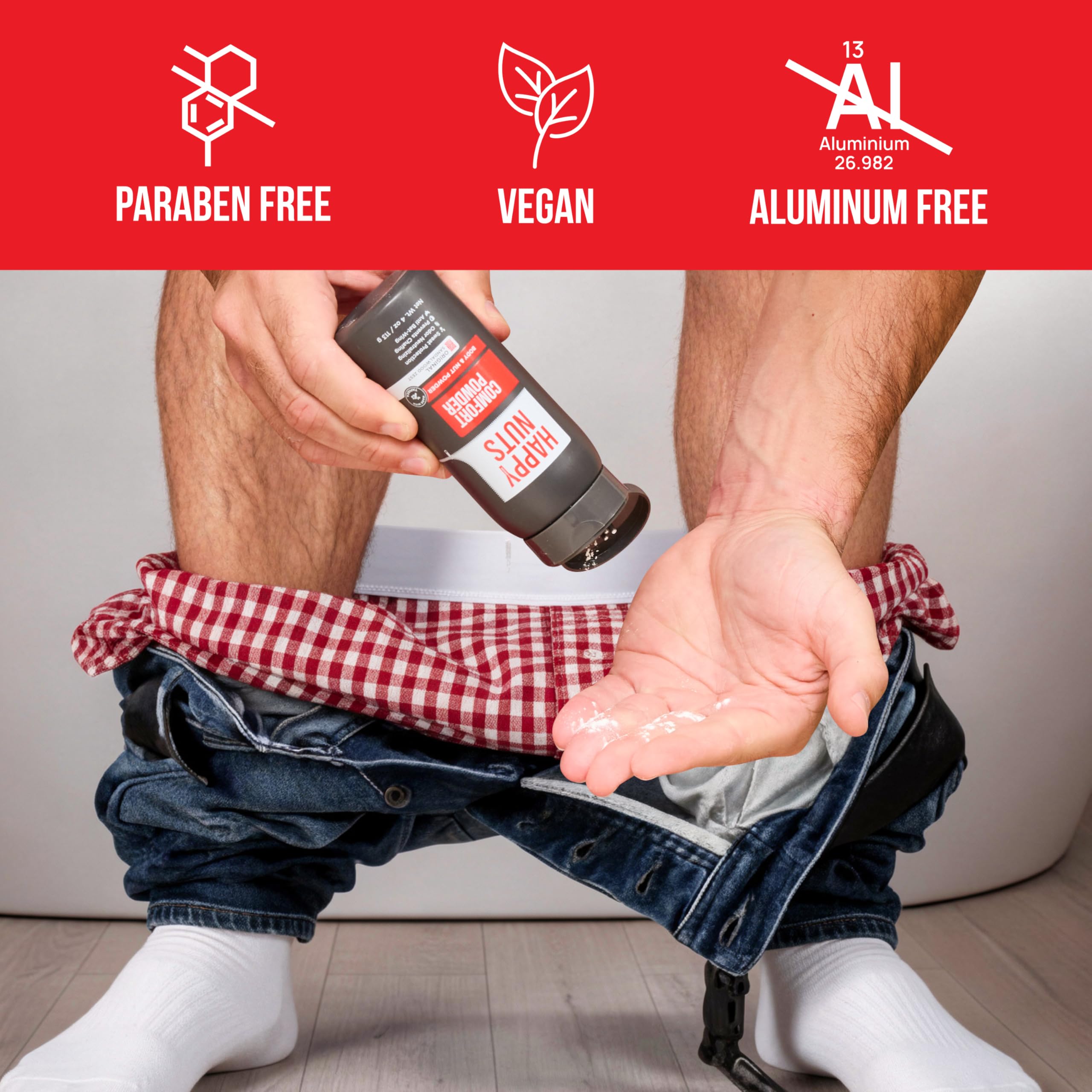HAPPY NUTS Comfort Powder - Anti Chafing & Deodorant, Aluminum
